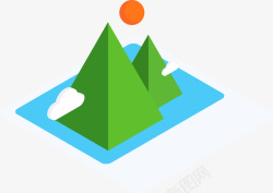手机免费PSD图标展示绿色几何山峰元素矢量图图标高清图片