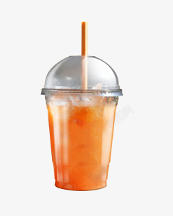 橙色吸管特别的橙汁益多菌高清图片