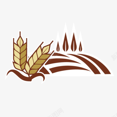 简洁农业稻田大麦logo图标图标