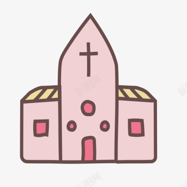 粉红色的十字教堂图标图标