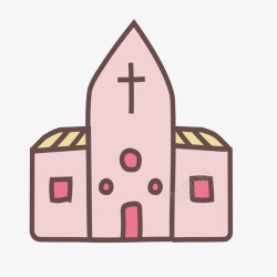 白红色系婚礼粉红色的十字教堂图标高清图片