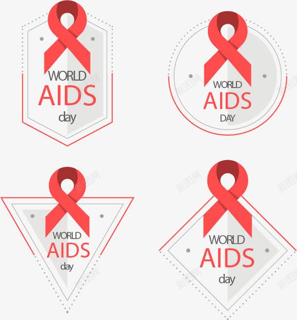 几何红色带标签png免抠素材_新图网 https://ixintu.com 几何标签 国际艾滋病日 矢量素材 红丝带