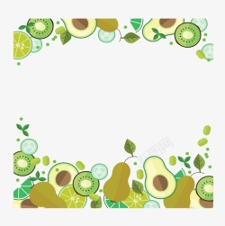 绿色夏季水果边框素材