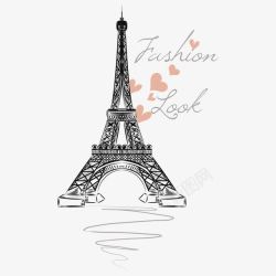 巴黎铁塔时尚男装背景手绘艾菲尔铁塔装饰高清图片