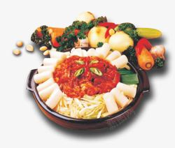 牛肉锅韩国食物年糕蔬菜韩国美食高清图片
