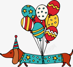 可爱马戏卡通彩色气球和狗狗矢量图高清图片
