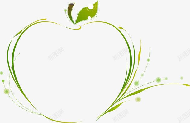 绿色卡通春天苹果png免抠素材_新图网 https://ixintu.com 卡通 春天 绿色 苹果 设计