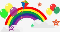 卡通彩虹气球节日装饰背景素材