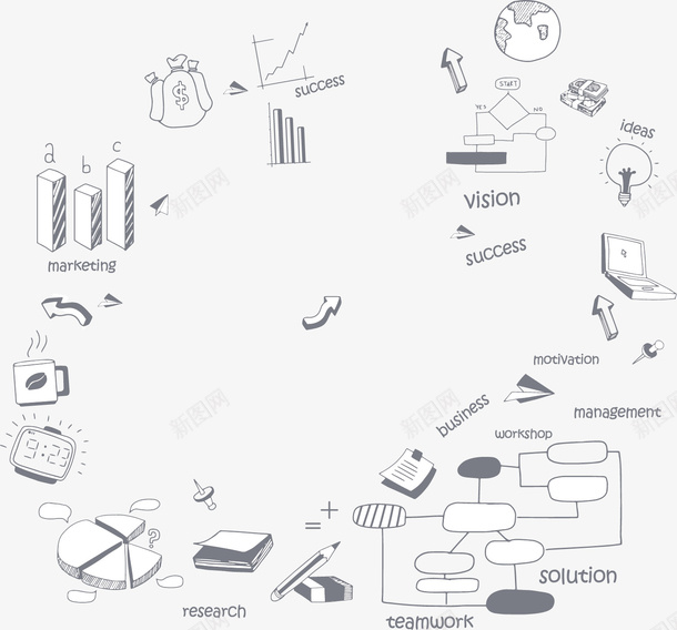 数学教学工具矢量图ai免抠素材_新图网 https://ixintu.com 三角板 数学 柱状图 箭头 饼状图 矢量图