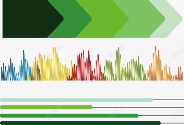 PPT渐变元素png免抠素材_新图网 https://ixintu.com 层次 扁平化 波浪 箭头 绿色