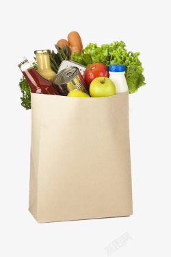 食物纸袋环保袋里的食物高清图片