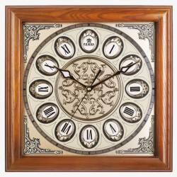 中式时钟方形实木挂钟高清图片