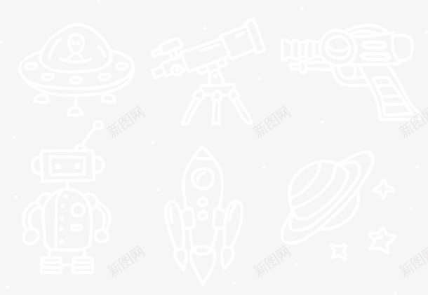 航天航空卡通涂鸦png免抠素材_新图网 https://ixintu.com UFO 卡通火箭 天文望远镜 太空舱 宇宙船 宇宙飞船 机器人 航天器 航天飞船 航空航天