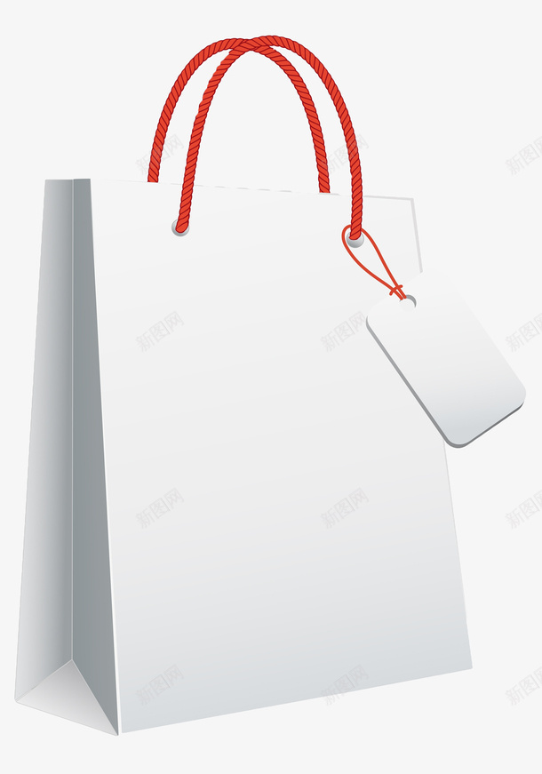 白色手绘购物袋png免抠素材_新图网 https://ixintu.com 包装袋 手提袋 标签 白色 矢量手绘 空白包装袋 袋子 袋样机