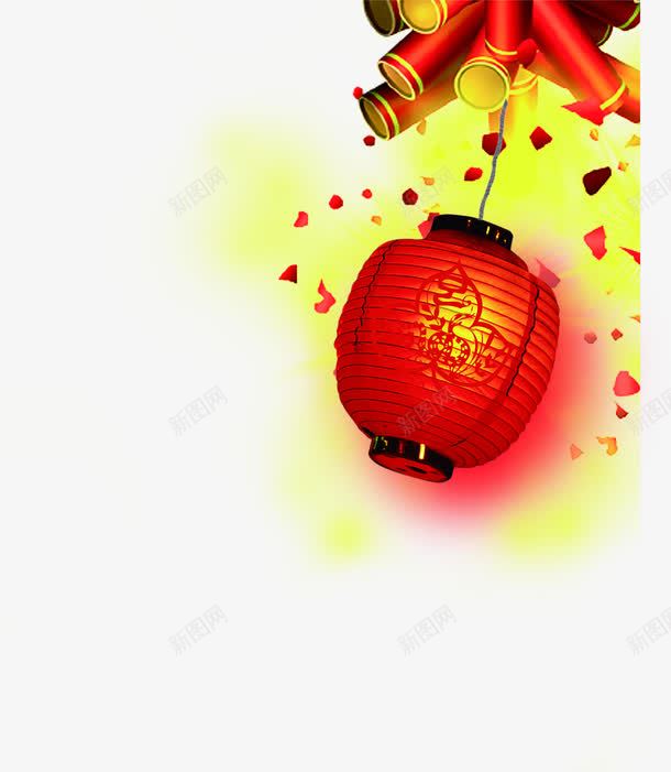 鞭炮灯笼新年展板png免抠素材_新图网 https://ixintu.com 展板 新年 灯笼 设计 鞭炮
