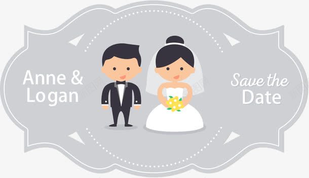新郎新娘结婚水牌矢量图图标ai_新图网 https://ixintu.com 卡通 婚礼logo 新郎新娘 结婚 矢量图