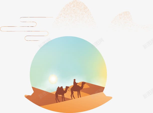 一带一路沙漠骆驼背景png免抠素材_新图网 https://ixintu.com 一带一路 丝绸之路 十九大 新丝绸之路 沙漠 骆驼