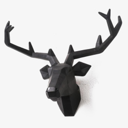 黑色雕塑黑色鹿头雕塑装饰品高清图片