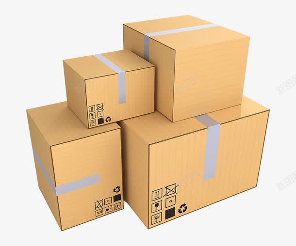 快递包装纸箱png_新图网 https://ixintu.com 包装袋 回收 家居物品 木箱 环保 箱子 纸箱包装