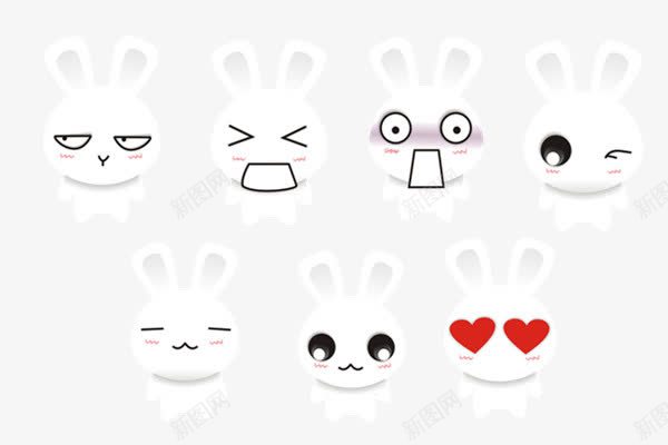 可爱的白色兔子表情集png免抠素材_新图网 https://ixintu.com png免费素材 免费png下载 兔子 兔子表情包 卡通 白色 表情集