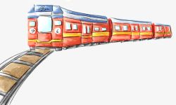 红色小火车手绘红色卡通火车造型高清图片