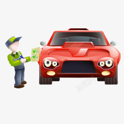 代办车辆年审汽车维修工人检查车辆矢量图高清图片