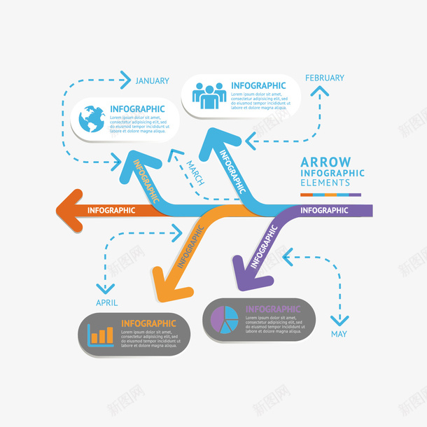 分叉箭头ppt矢量图ai免抠素材_新图网 https://ixintu.com ppt素材 信息图 分叉箭头 分叉路口 矢量图 箭头