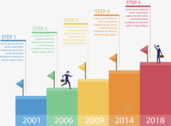 彩色阶梯项目里程碑矢量图素材