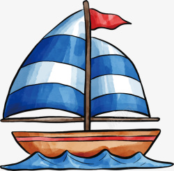 帆船图标矢量图水彩清凉夏日大海帆船矢量图图标高清图片