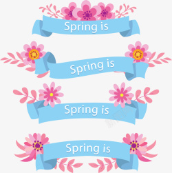 春天色彩蓝色彩带春天横幅高清图片