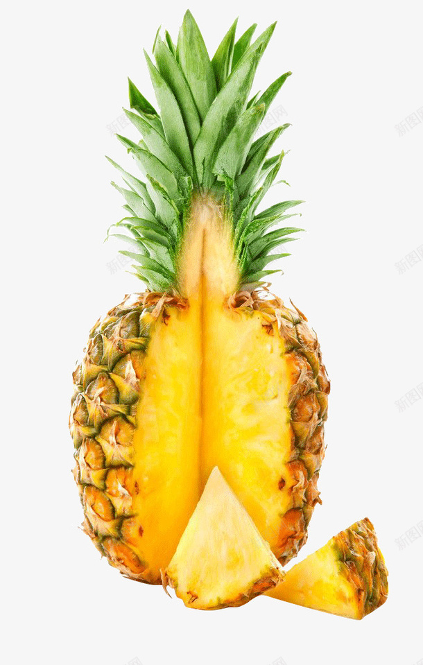 切开来的金菠萝png免抠素材_新图网 https://ixintu.com 带叶子的水果 水果 真实水果 菠萝 黄色水果