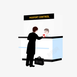 机场柜台检票卡通手绘机场检票口高清图片