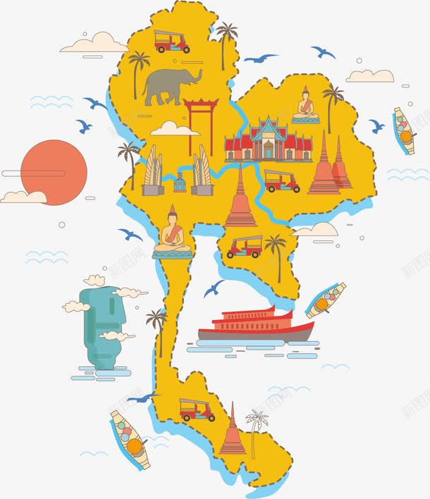 泰国观光地图png免抠素材_新图网 https://ixintu.com 世界旅行 全球旅行 出国旅游 泰国地图 泰国旅游 观光地图 观光旅游免抠 观光旅游免抠png
