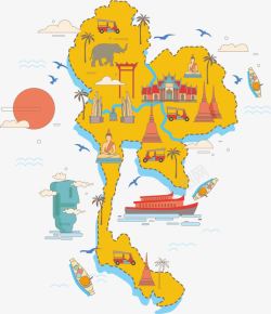观光旅游免抠png泰国观光地图高清图片