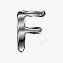 晶格立体字母F银色立体金属质感英文字母F高清图片