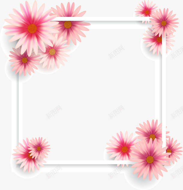 手绘花朵标签png免抠素材_新图网 https://ixintu.com 小雏菊 手绘 粉色 花朵 边框