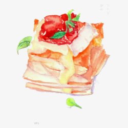 草莓味鸡蛋糕手绘画片素材