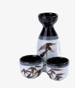 黑色日本折扇日本酒杯高清图片