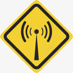雷达信号模拟器信号塔三角形黄色警告牌实物高清图片