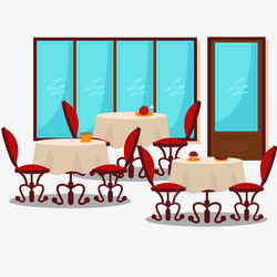 屏风咖啡厅桌椅素材