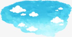 水彩蓝天手绘水彩蓝天白云高清图片