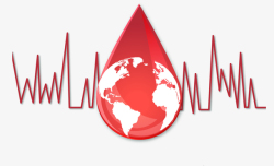 健康献血红色线条血滴地球高清图片