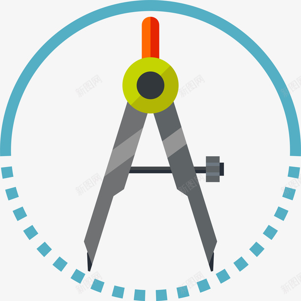 卡通圆规png免抠素材_新图网 https://ixintu.com 交通指示 圆规 彩色 扁平化 矢量图案 规划 银色圆规图像