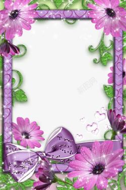 典雅紫色典雅紫色花朵爱心边框高清图片