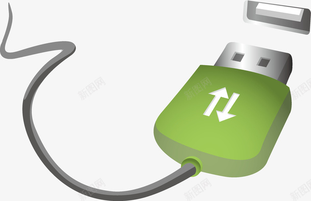 USB绿色接口和接头png免抠素材_新图网 https://ixintu.com 双向箭头 手绘图 数据线 数据线接口 数据线接头 简图