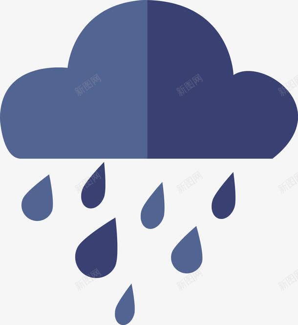 扁平化蓝色雨水图标png_新图网 https://ixintu.com 下雨 乌云 图标 多云 天气 天气图标 太阳 彩色 恶劣天气 扁平 雨滴 雷雨
