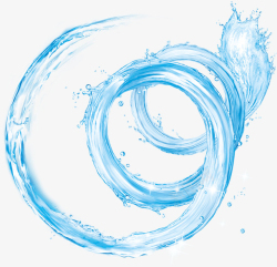 水包装手绘蓝色动感螺旋水纹高清图片