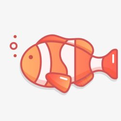 橘色小鱼手绘吐泡泡的海鱼高清图片