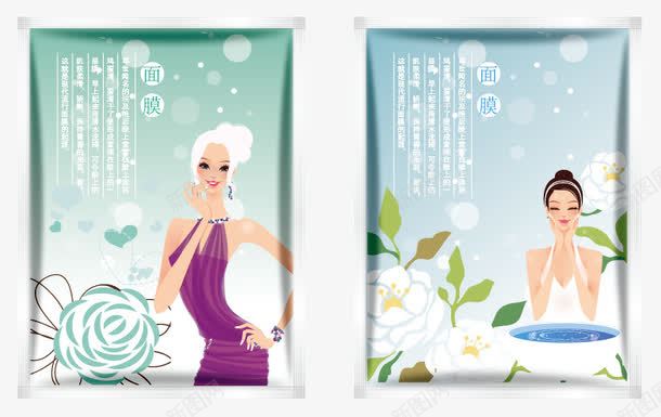 面膜包装袋png免抠素材_新图网 https://ixintu.com 包装设计 广告设计 护肤 美女 花卉 面膜包装 面膜包装袋模板