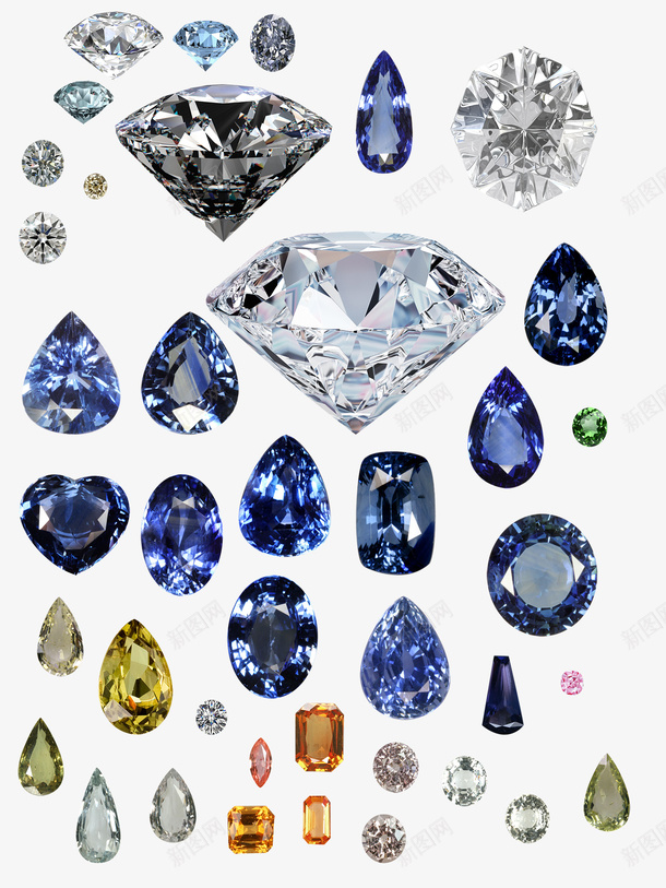各式钻石png免抠素材_新图网 https://ixintu.com 宝石 蓝色 装饰品 钻石